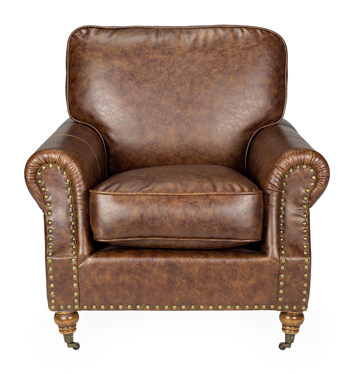 Poltrona vintage de 1 lugar semi-couro Normandia