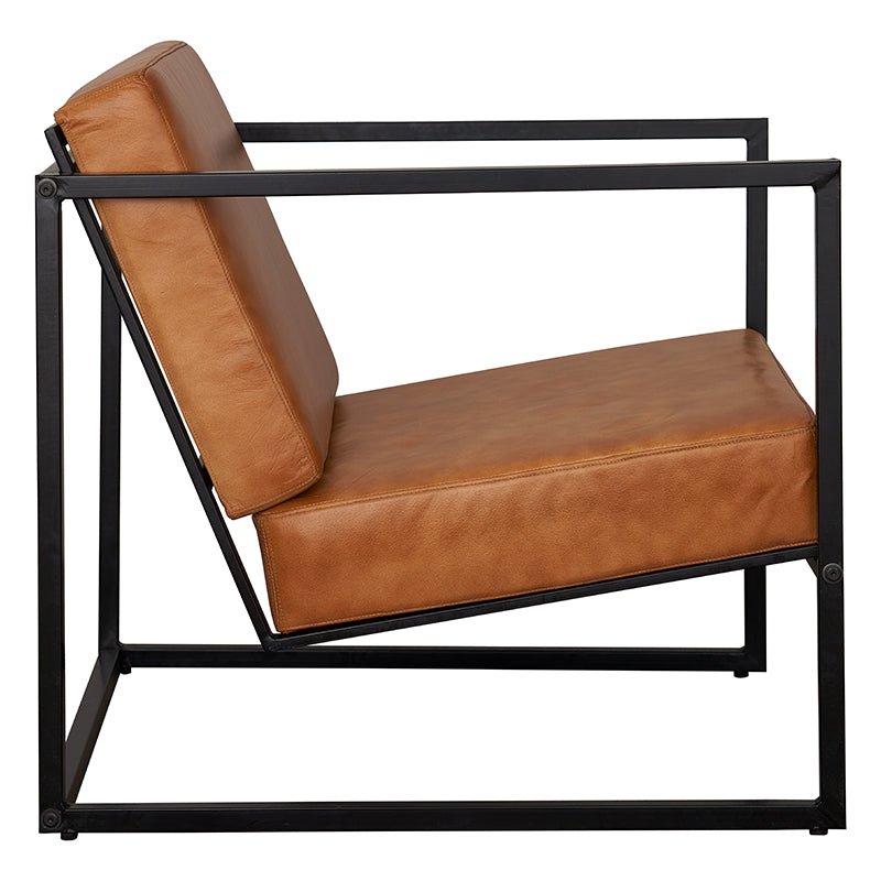Bruin lederen vintage stoel jade