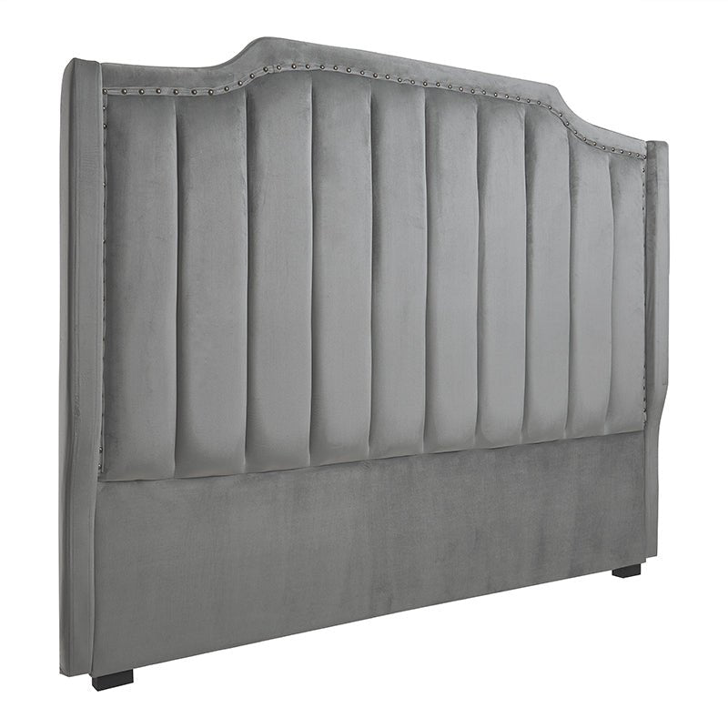 Cabecero de cama de terciopelo gris clásico