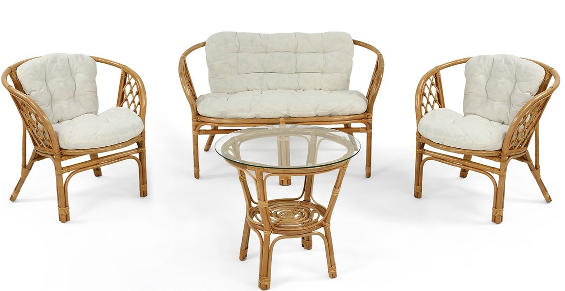 Conjunto de jardín 1 sofá + 2 sillones y 1 mesa de ratán Grecia - Compre conjuntos completos jardín
