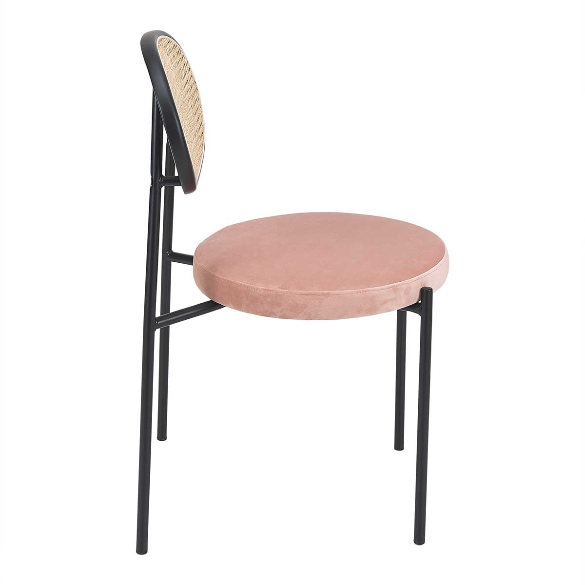 sillas de comedor de ratán de terciopelo rosa