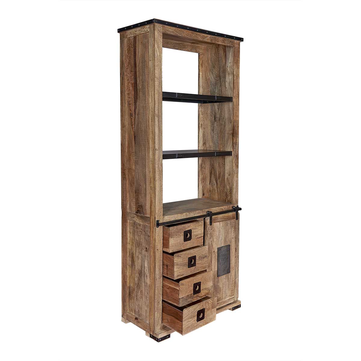 Estantería industrial madera mango puerta y 3 cajones California