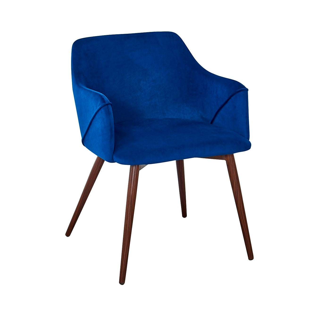 Sillón Comedor Jara Nogal Terciopelo Azul