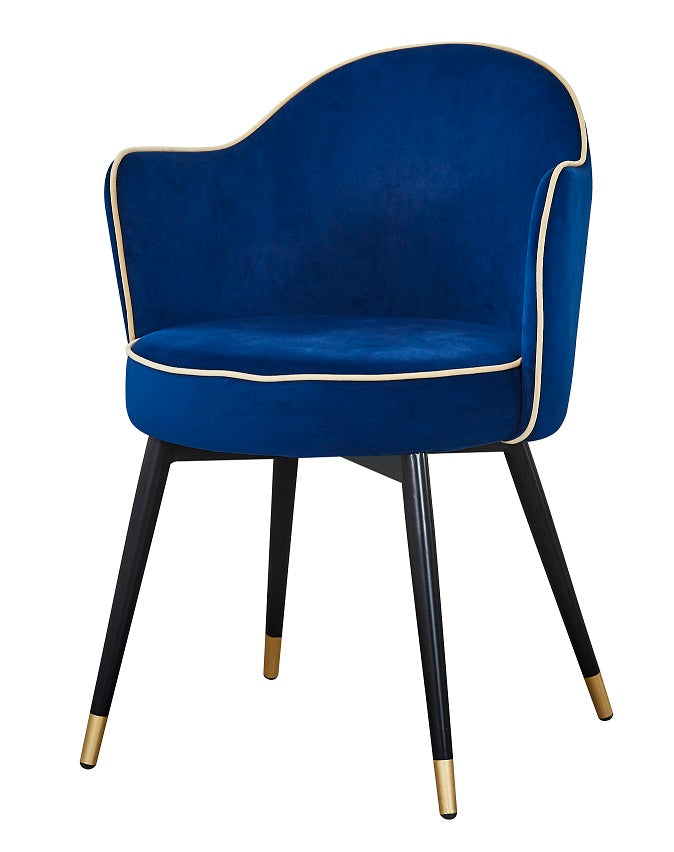 Sillón de comedor de terciopelo azul Dorian