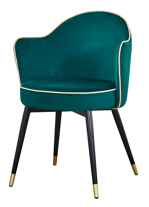 Sillón de comedor de terciopelo verde Dorian - Comprar silla de comedor de terciopelo