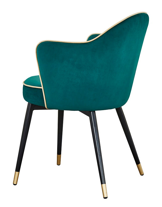Sillón de comedor de terciopelo verde Dorian