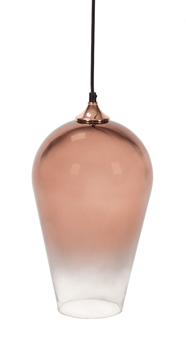 Lámpara de suspensión en vidrio con acabado cobre