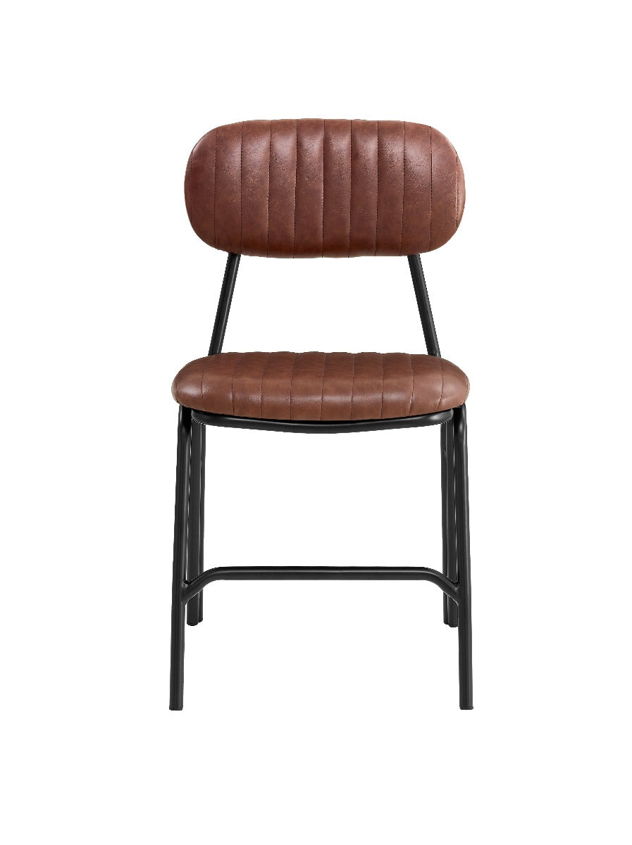 Silla de comedor Vintage Jerald de acero negro y semitiel marrón - Silla de comedor vintage