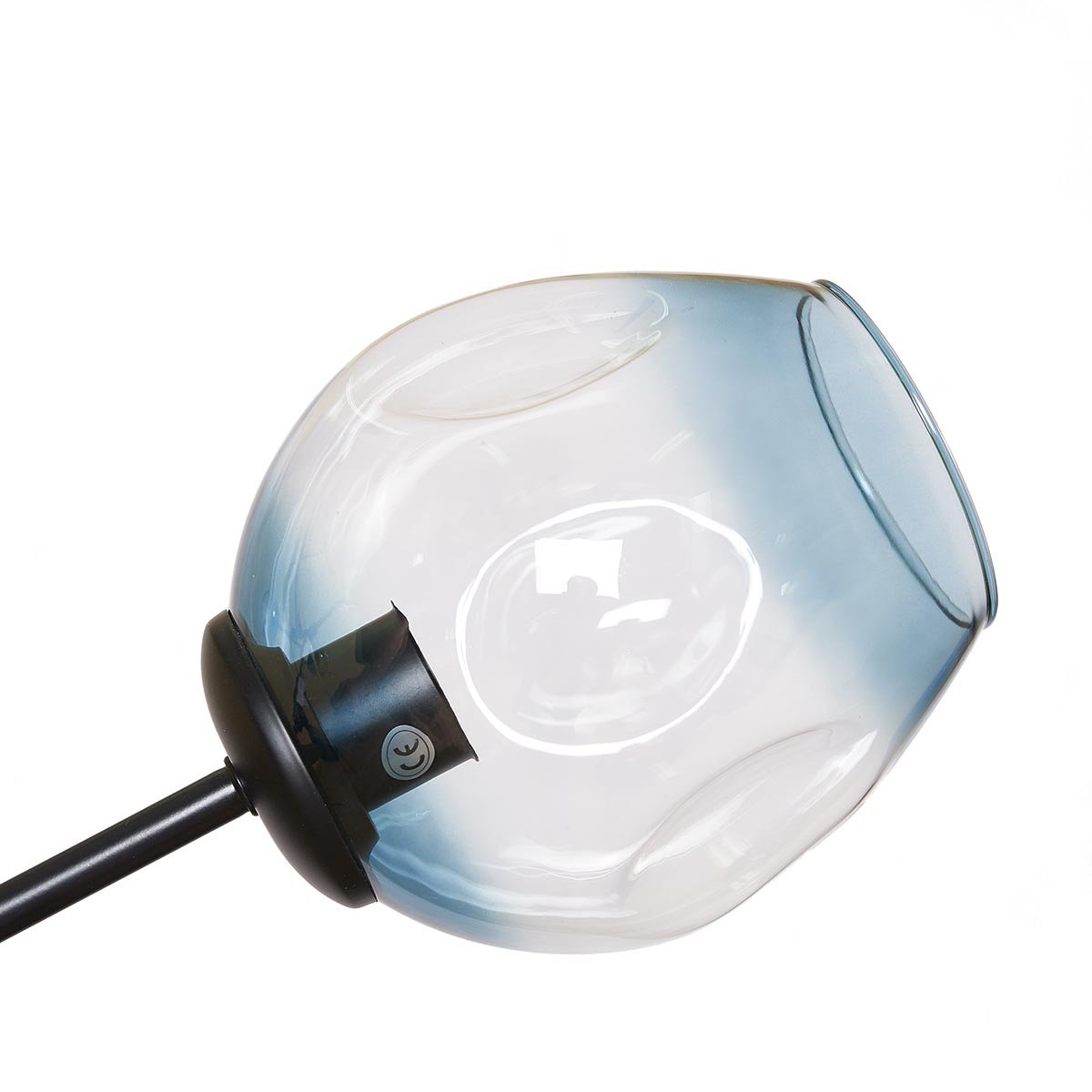 Lámpara de techo 6 brazos acero negro y cristal azul Chandelier - Vintahome