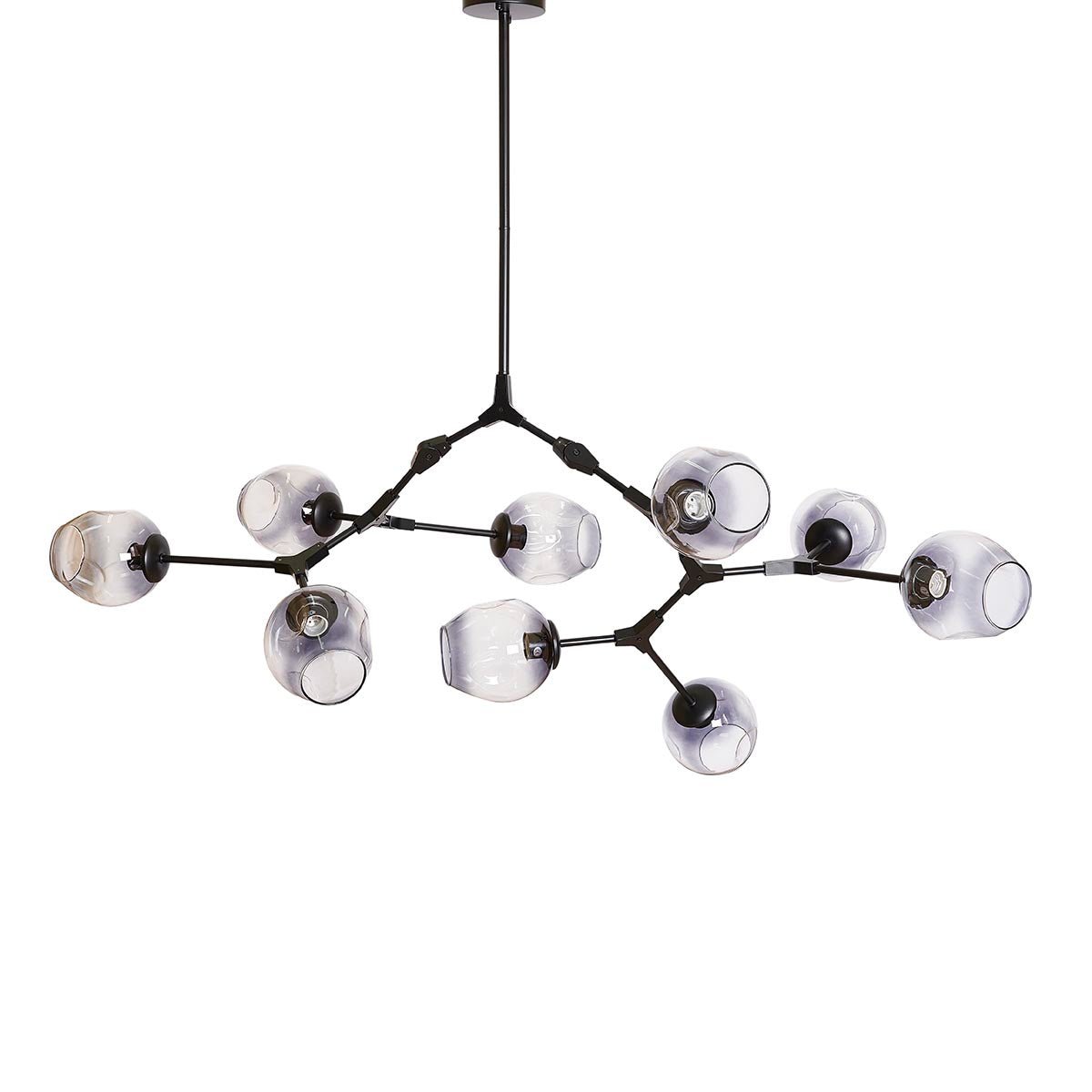 Lámpara de techo 9 brazos acero negro y cristal gris Chandelier - Vintahome