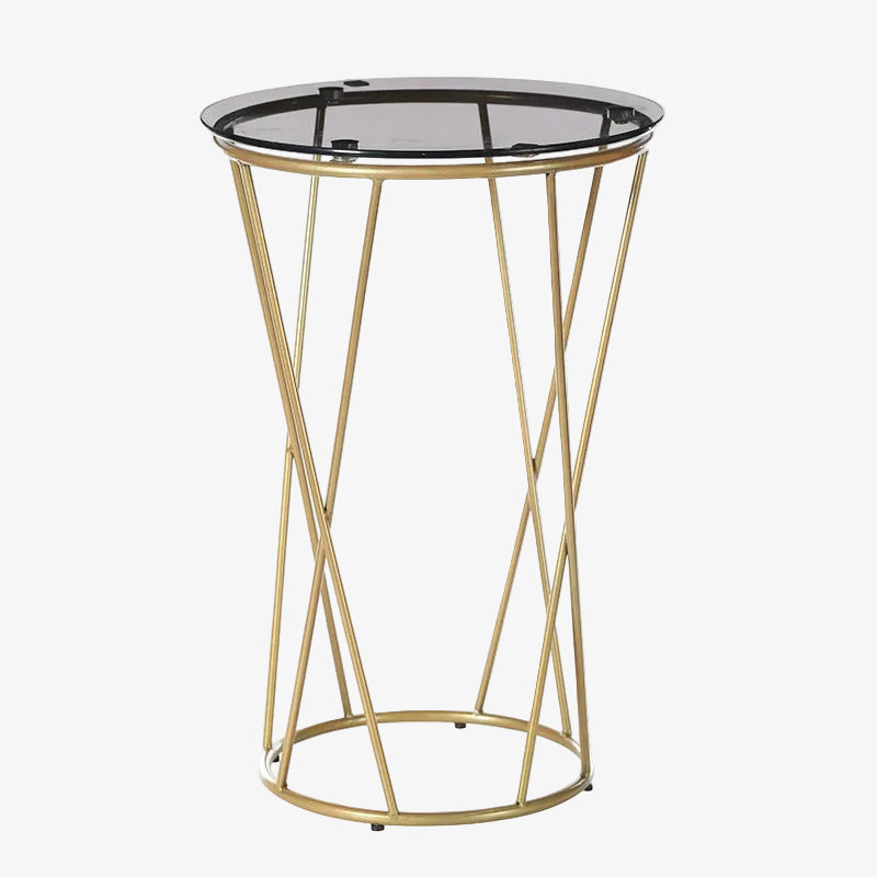 Beistelltisch Thiago aus goldenem Glas und Stahl