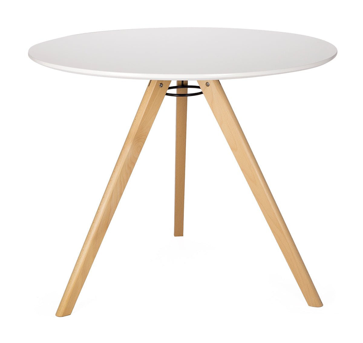 Mesa de jantar redonda de madeira lacada 90 cm Kassia branco