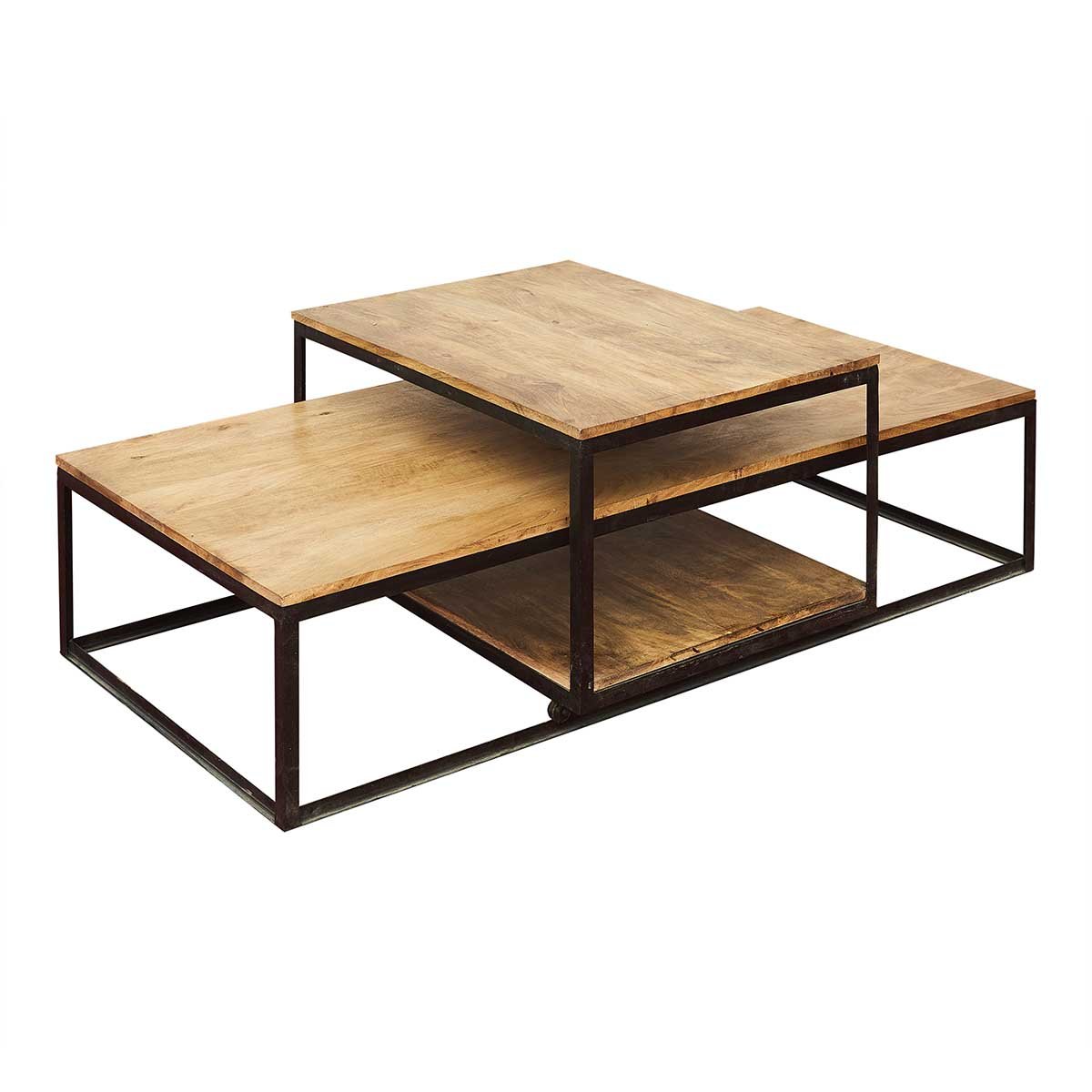 mesas de centro con tapa de madera doble
