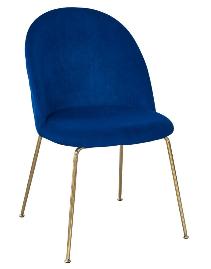 Silla de comedor Vez terciopelo azul dorado  - Comprar silla de comedor terciopelo
