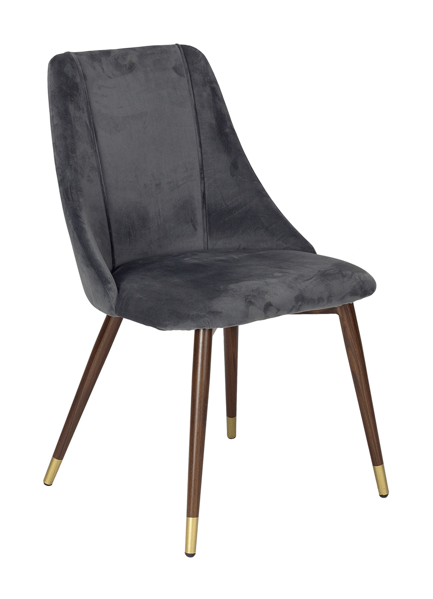 Silla de comedor de terciopelo gris Begonia - Comprar silla de comedor de terciopelo