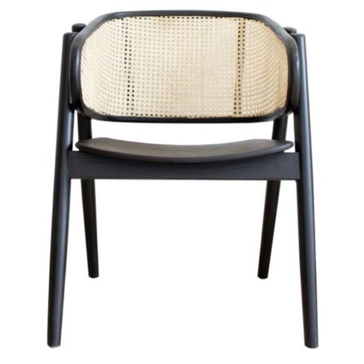 Silla comedor nórdica madera y ratán Greta negra