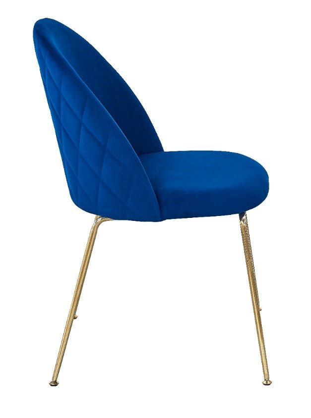 Silla de comedor Vez terciopelo azul dorado