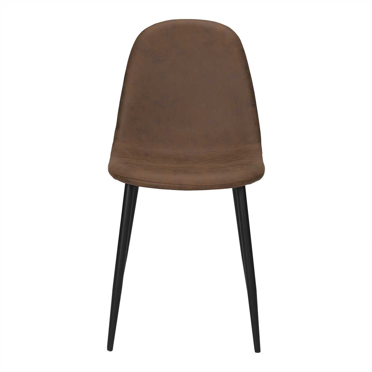 Chaise de salle à manger en métal noir microfibre marron Manila