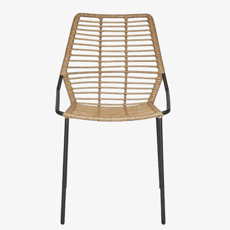 Tantra eetkamerstoel van zwart staal en synthetisch rotan