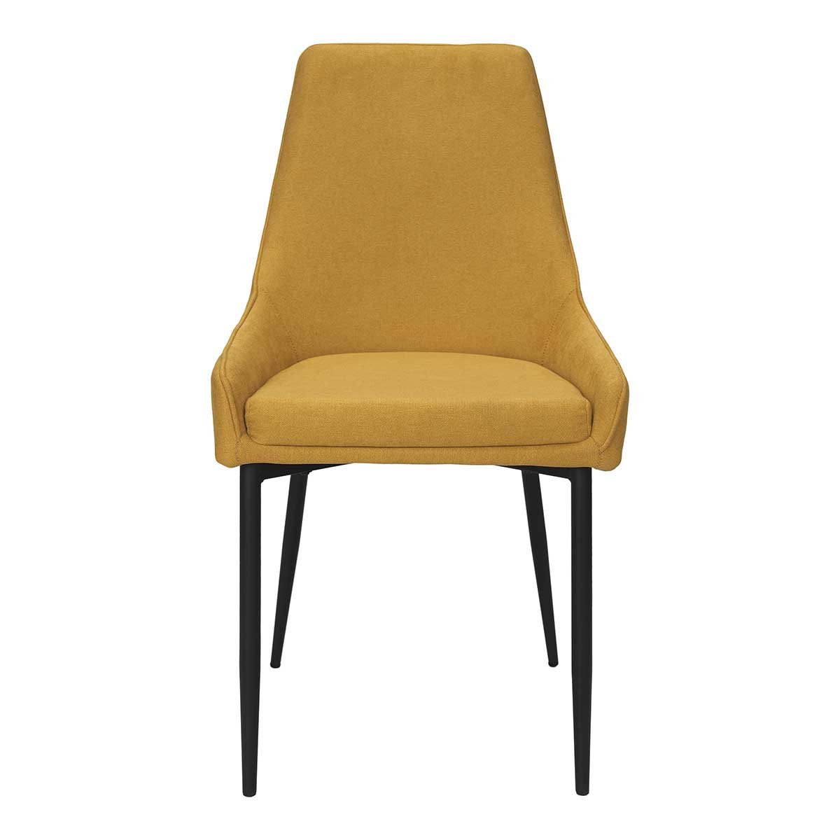Silla de Comedor de Tela Amarilla y Metal Negro
