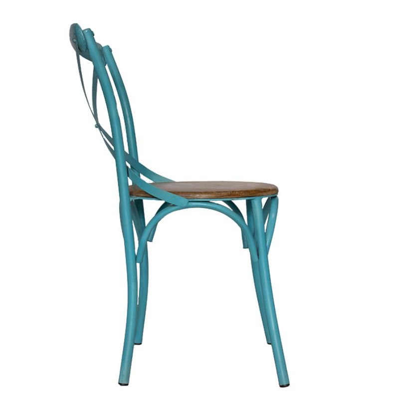 Silla de comedor Thomas metal asiento madera - Vintahome #color_Azul