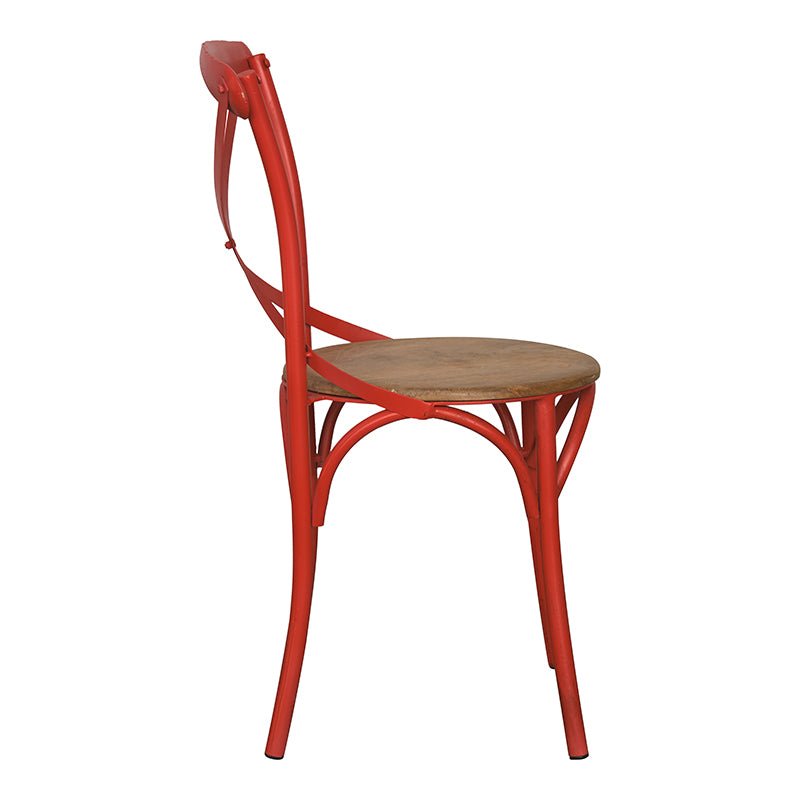 Silla de comedor Thomas metal asiento madera - Vintahome #color_Rojo