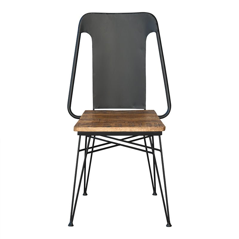 Silla de comedor vintage de acero negro y madera Antoine V - Comprar silla de comedor de madera