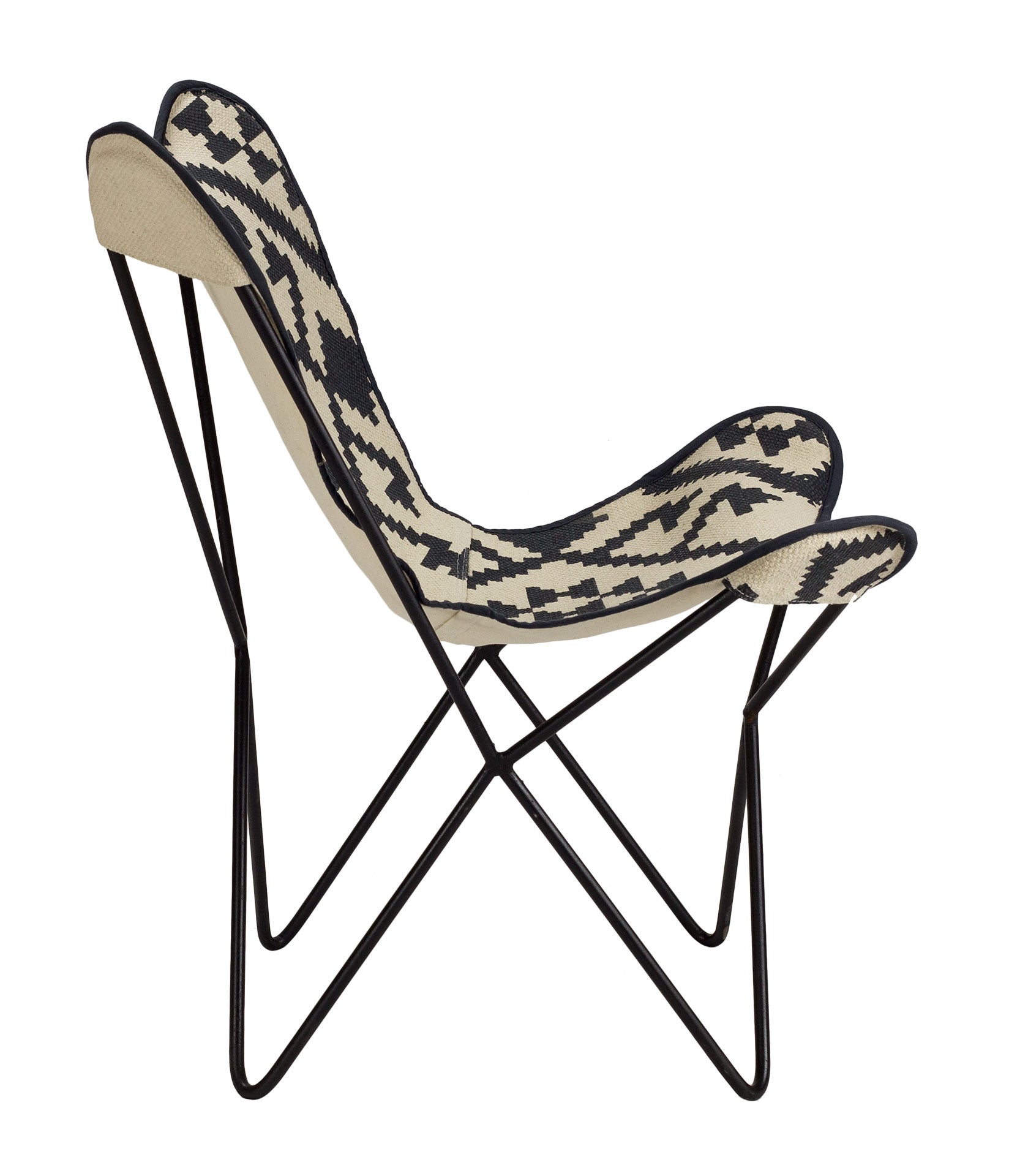 Silla vintage textil negro Butterfly - Vintahome