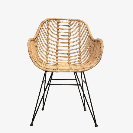Chaise de salle à manger en rotin naturel Lionel