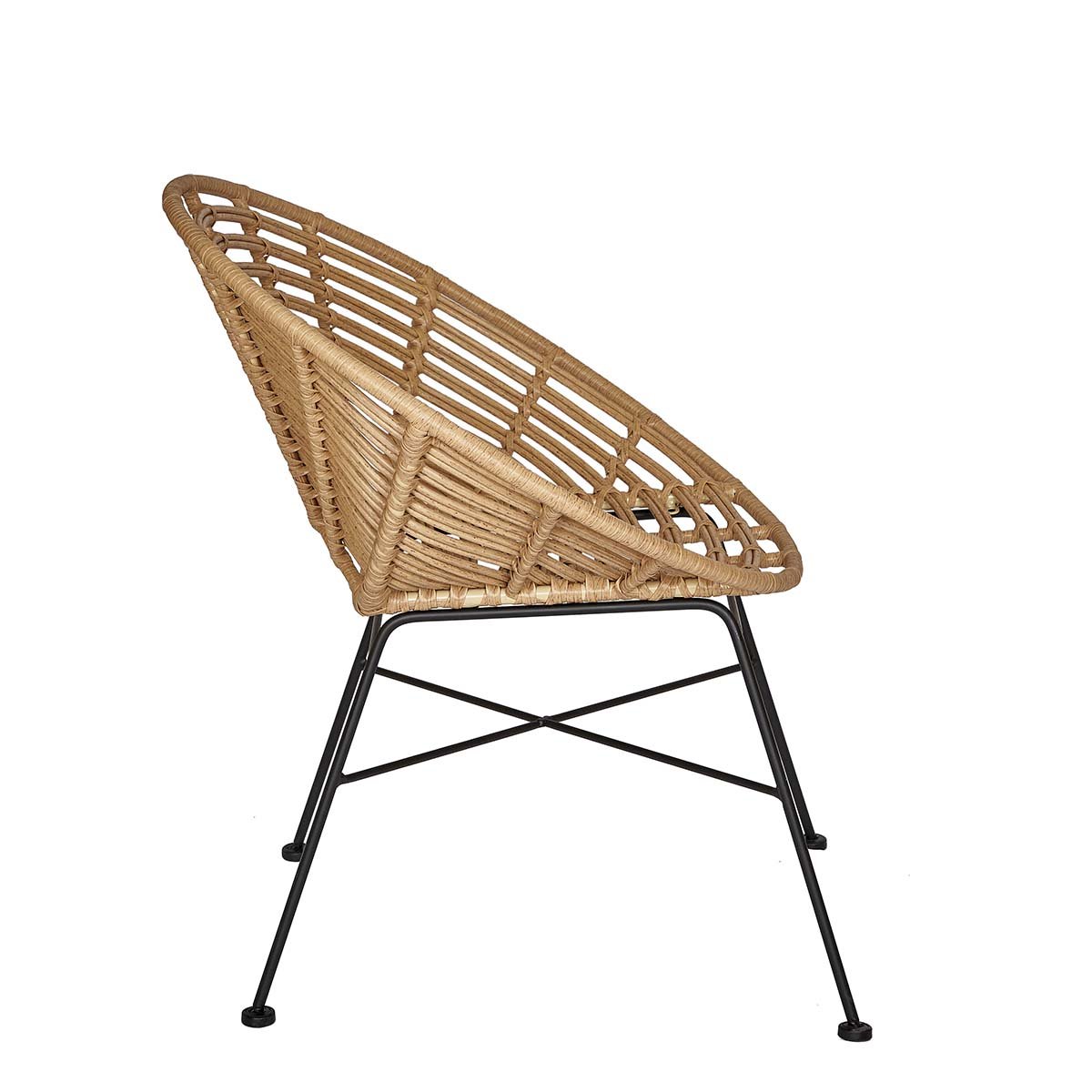 Sillón de rattán sintético y acero negro Nest