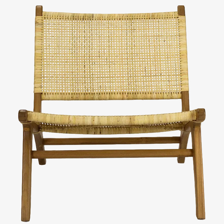 Poltrona de relaxamento em madeira de teca Vaiana e rattan natural