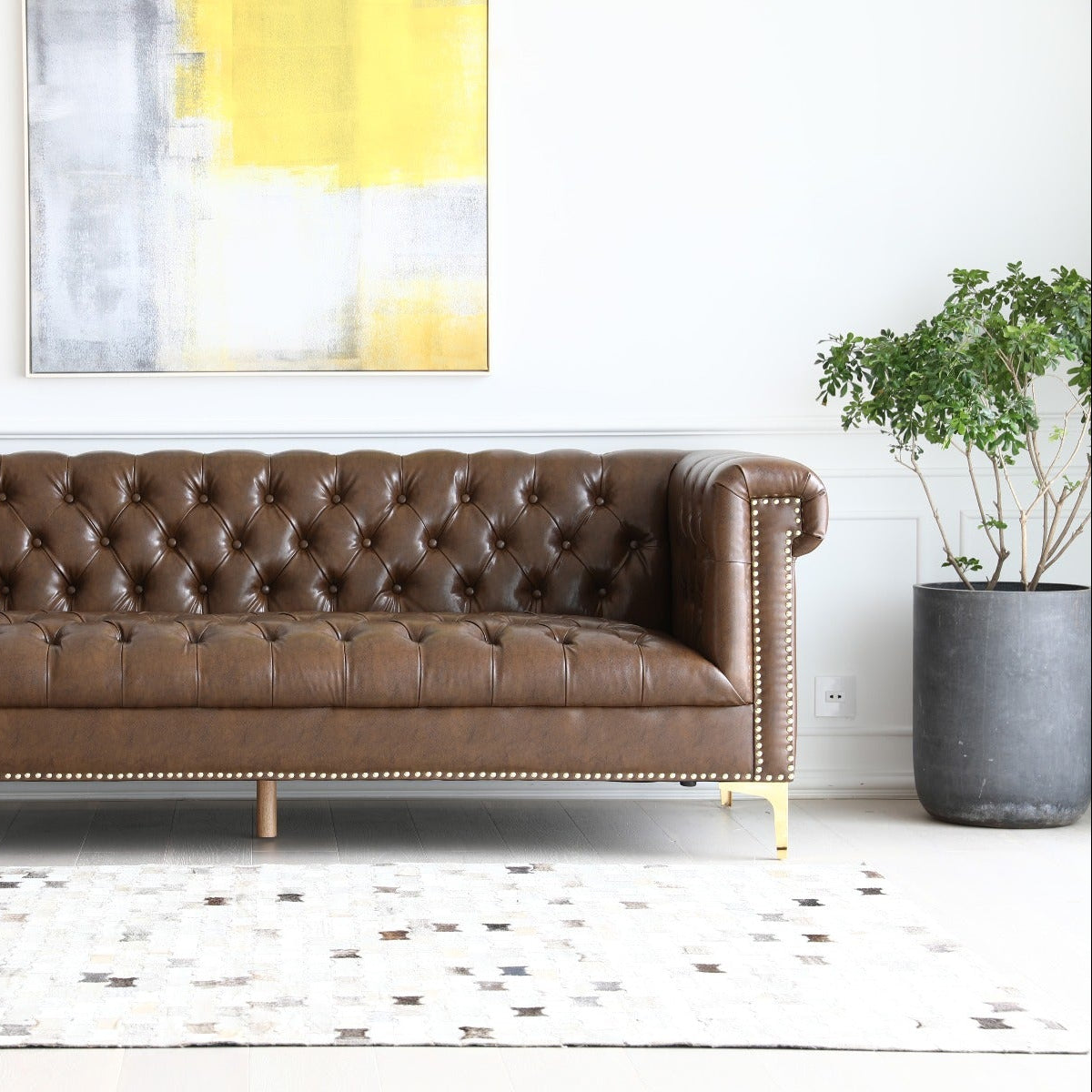 Sofá Chesterfield 3 plazas marrón Pool