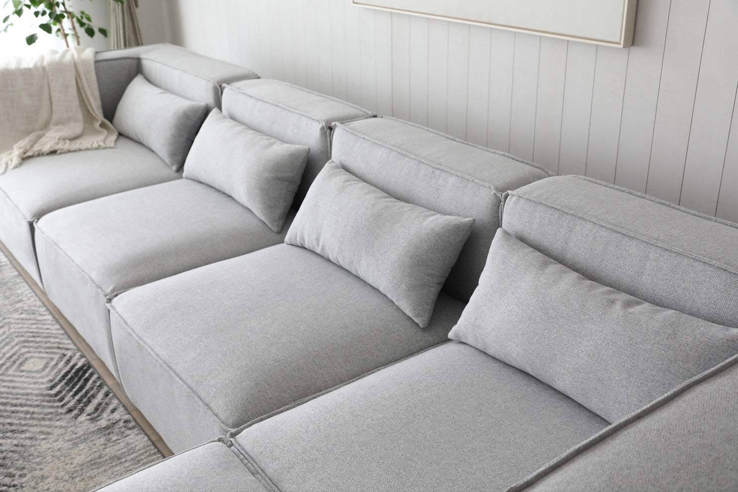 Sofá modular 4 plazas con 2 esquineros y 1 Puff Capri gris - Vintahome