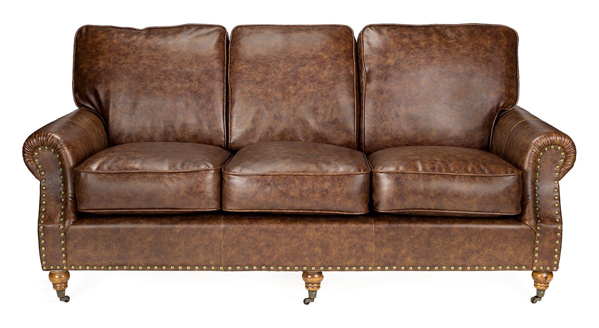 Sofá vintage 3 plaza semipiel envejecido Normandia