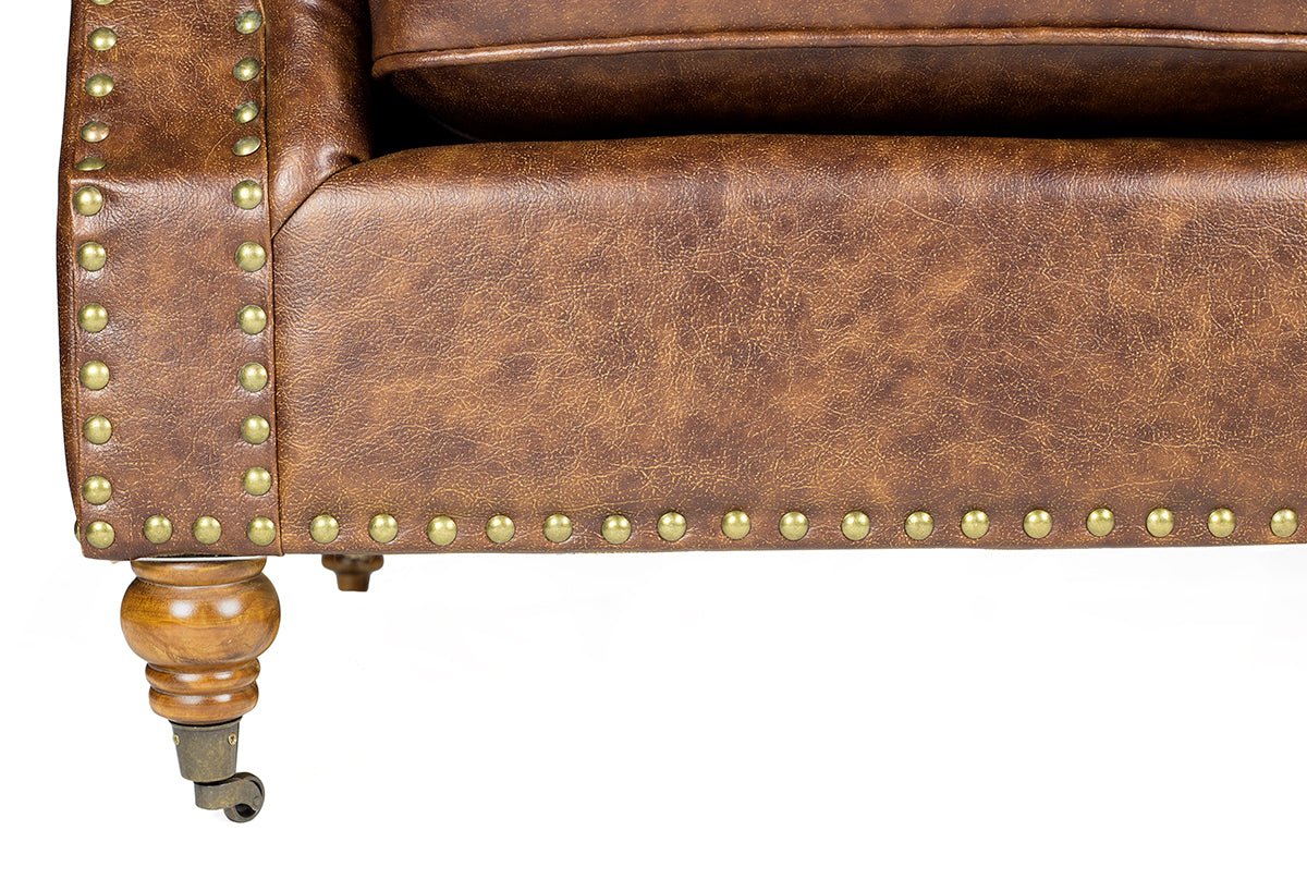 Sofá vintage 3 plaza semipiel envejecido Normandia - Vintahome