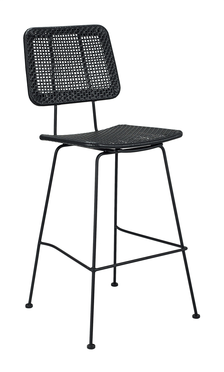 Tabouret de bar en rotin Nadia noir