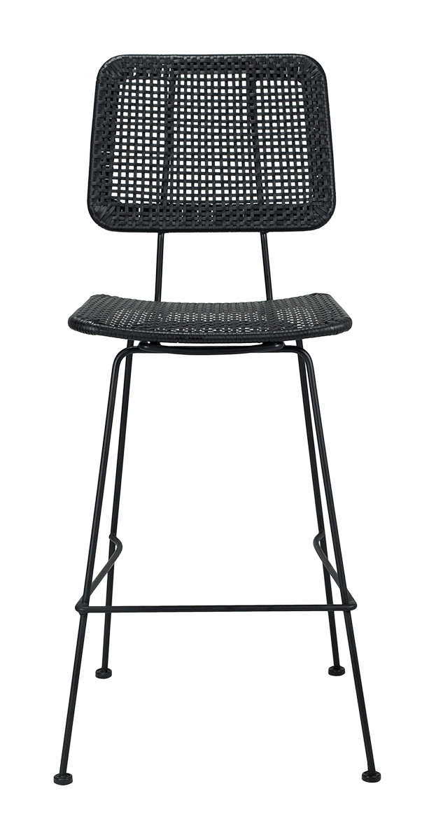 Tabouret de bar en rotin Nadia noir
