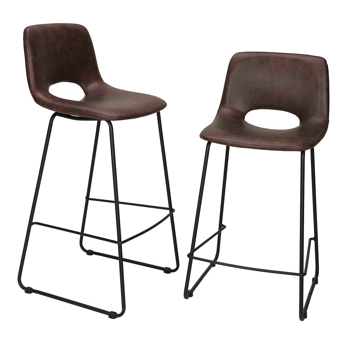 H75cms Lewis Semipiel Brown Bar Stool