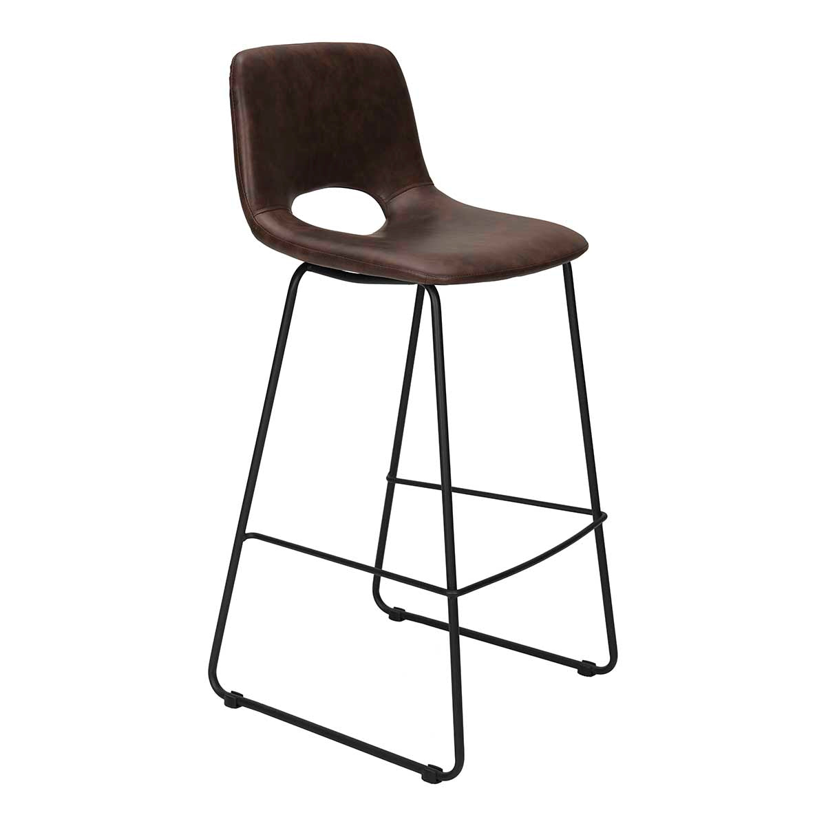 H75cms Lewis Semipiel Brown Bar Stool