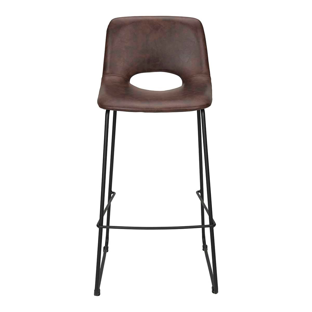 H75cms Lewis Semipiel Brown Bar Stool