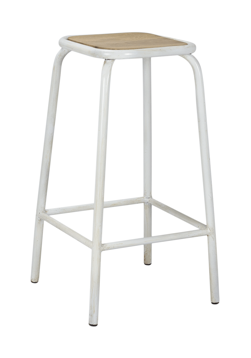 Taburetes de bar de acero y madera reciclada
#color_Blanco