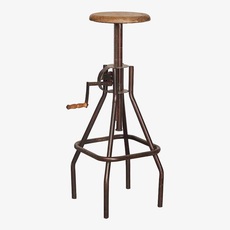 Taburete vintage regulable asiento madera Deuxton