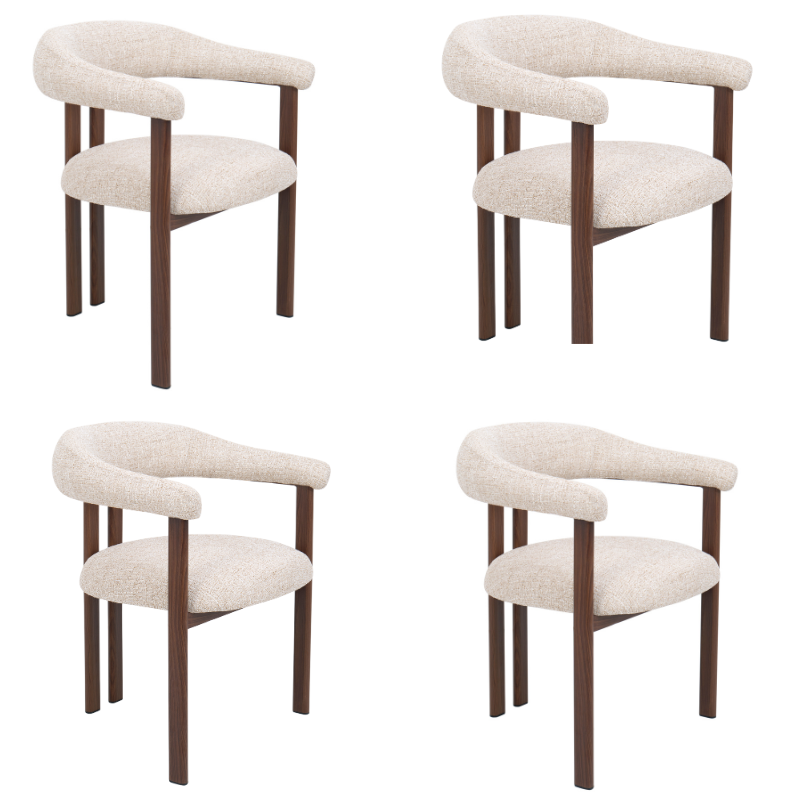 Pack 4 Sillas de comedor escandinavo con brazos HYGGE Tapizado