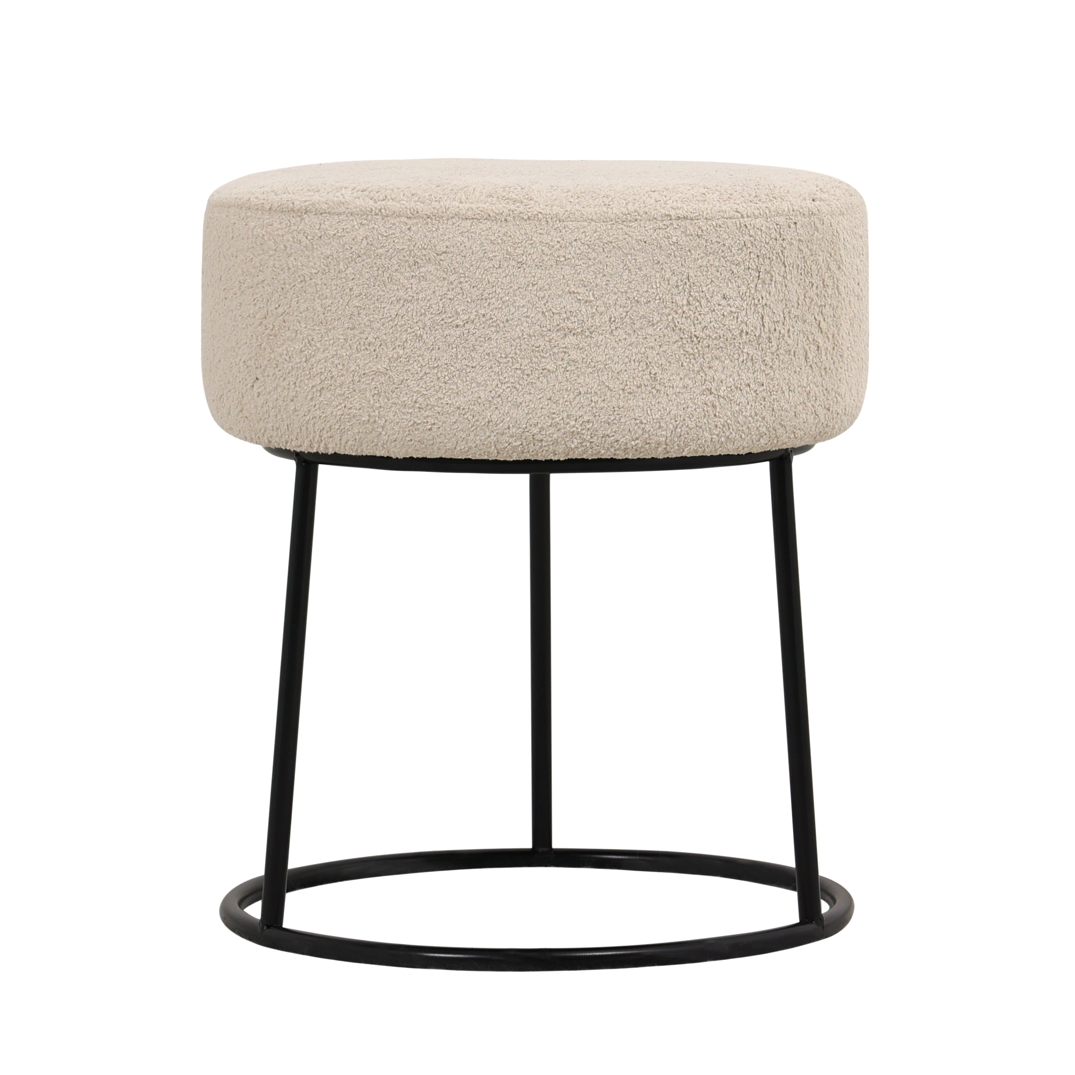 Round Puff Stool Under Masters Bouclé Coral