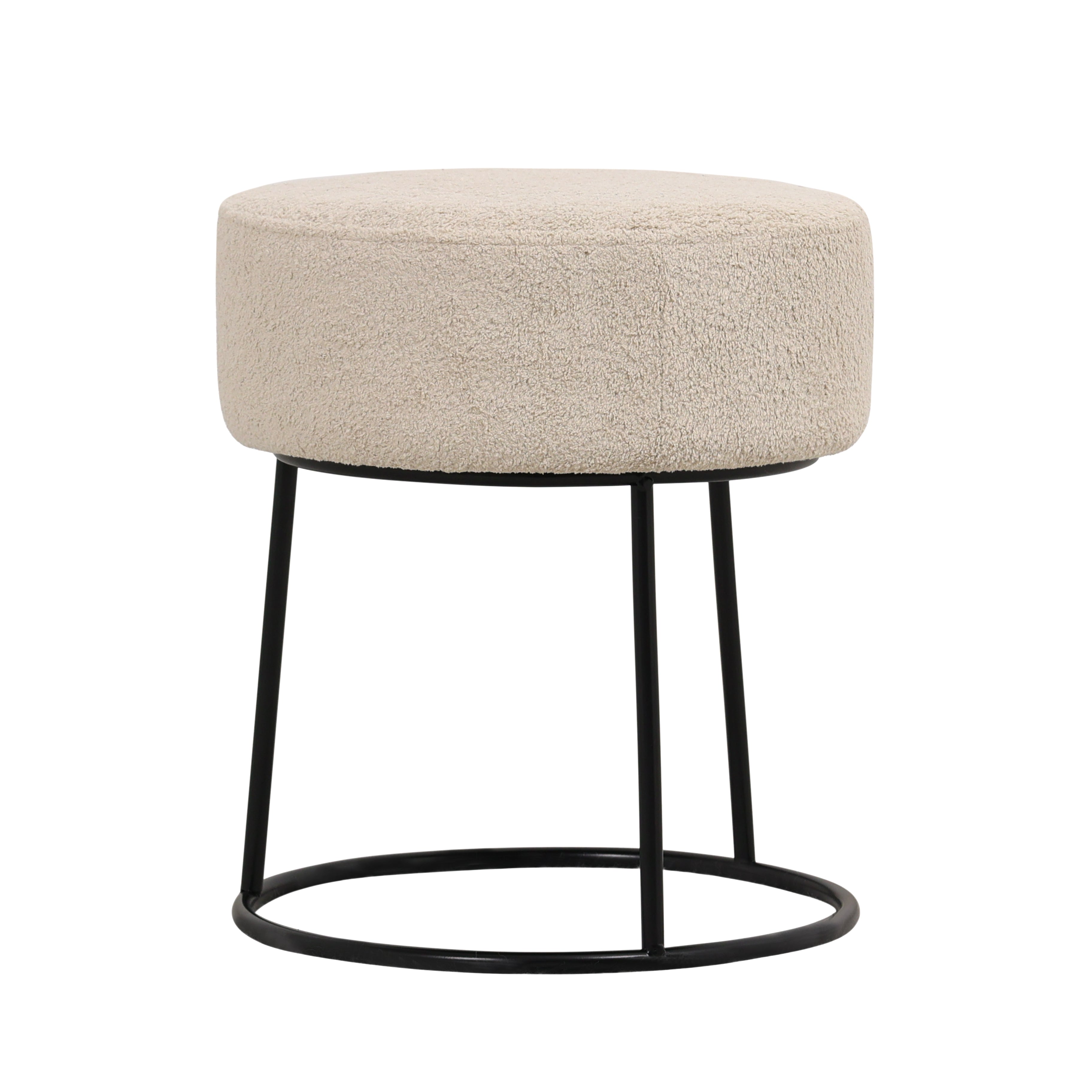 Round Puff Stool Under Masters Bouclé Coral