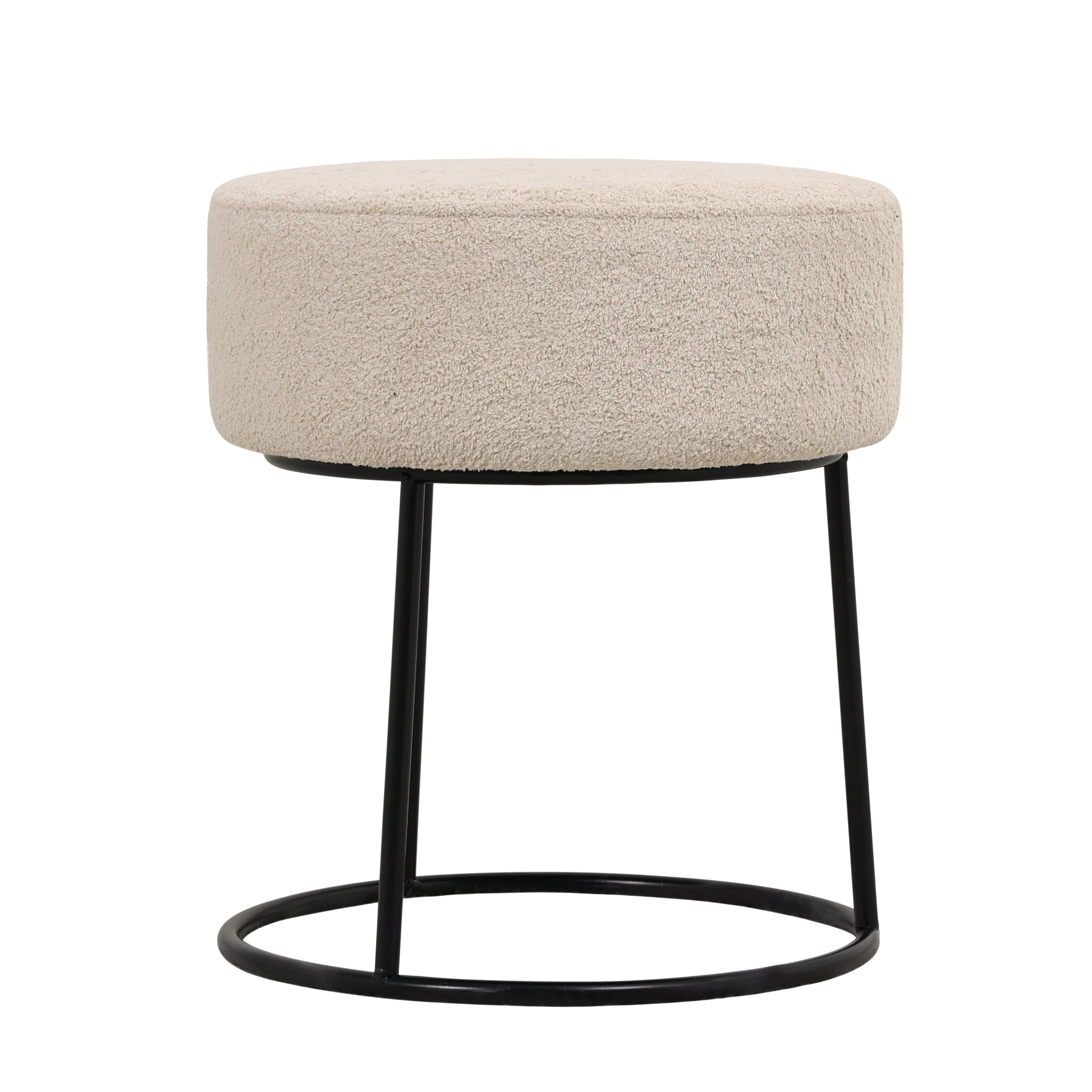 Tabouret bas rond puff Amos bouclé Corail