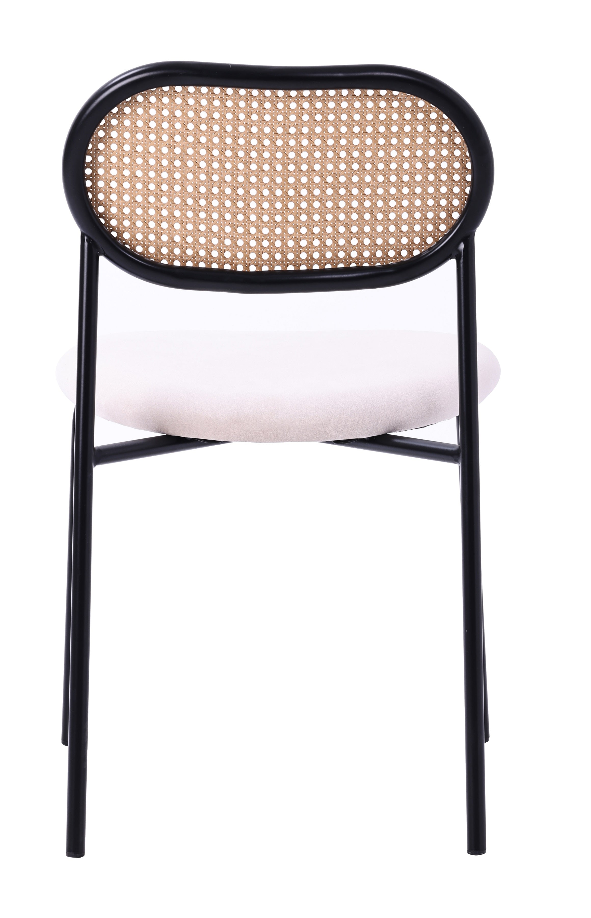 Silla de comedor ratán y asiento tapizado Zaida beige