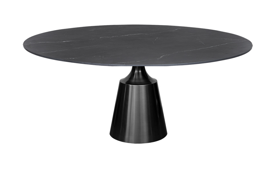 Table à manger ovale 160/180 piètement onyx gris graphite pierre frittée