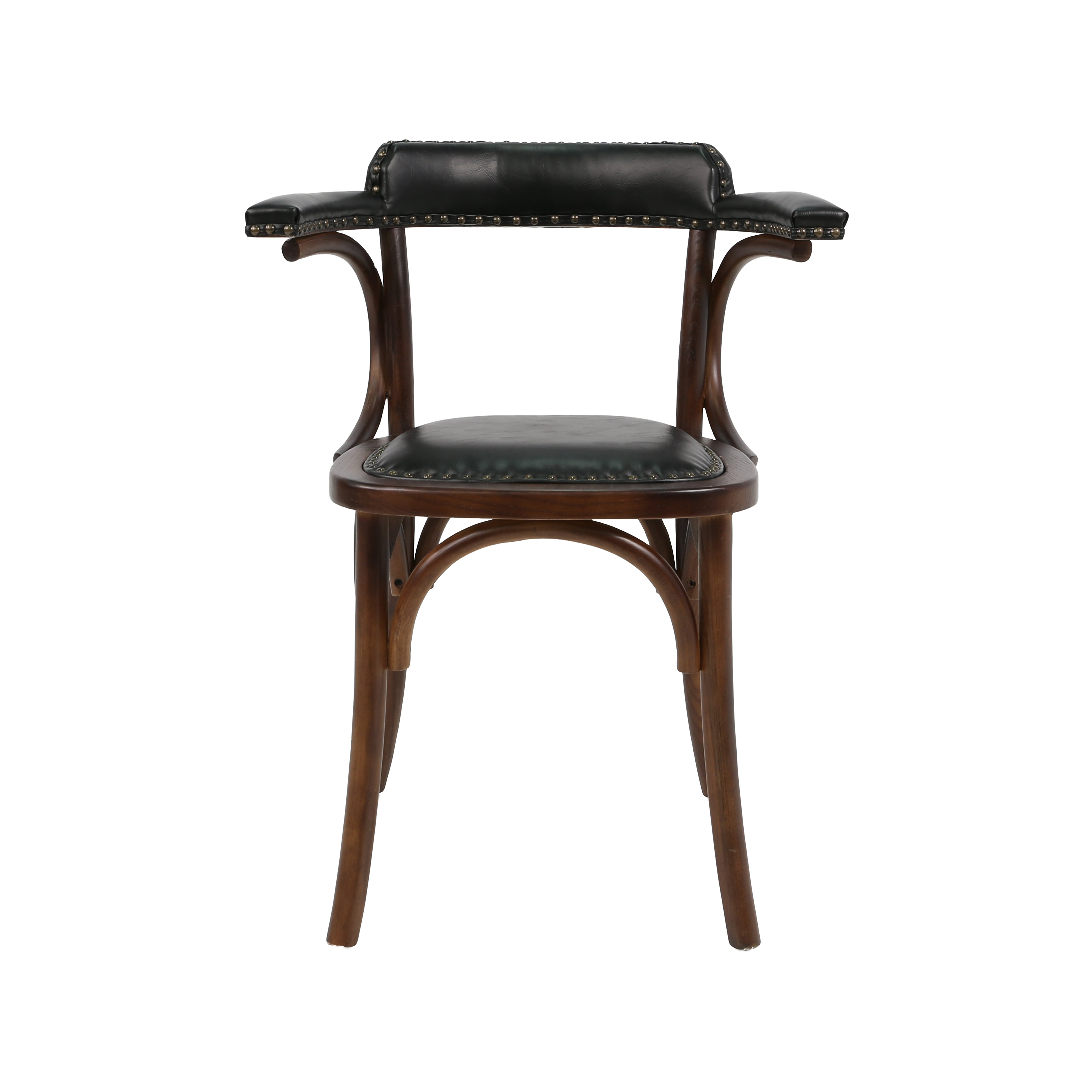 Silla vintage bistrot apoyabrazos madera tapizado Bona negro