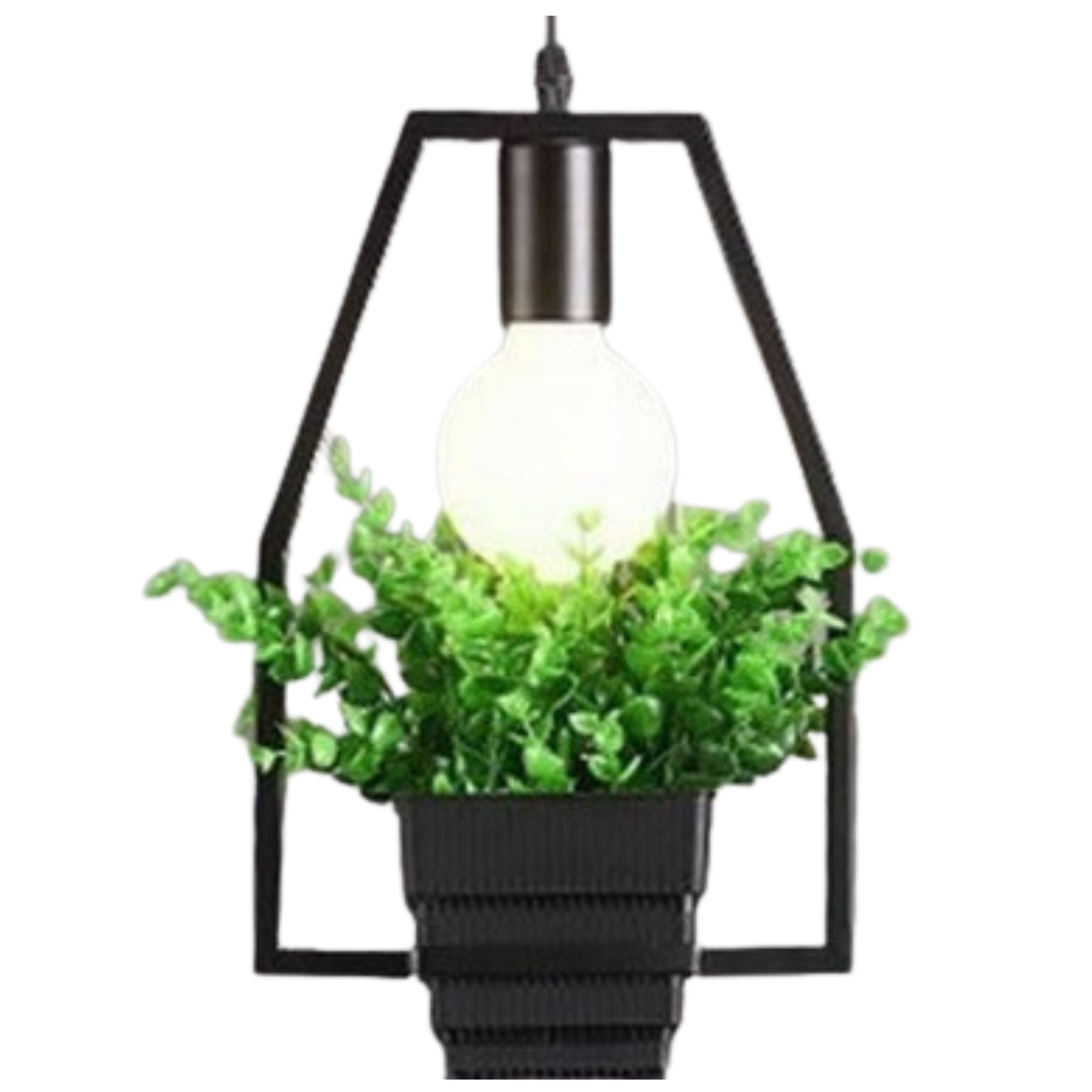 Lámpara de techo maceta trapecio acero negro Flowerpot